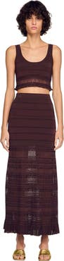 SANDRO Pointelle knit maxi skirt