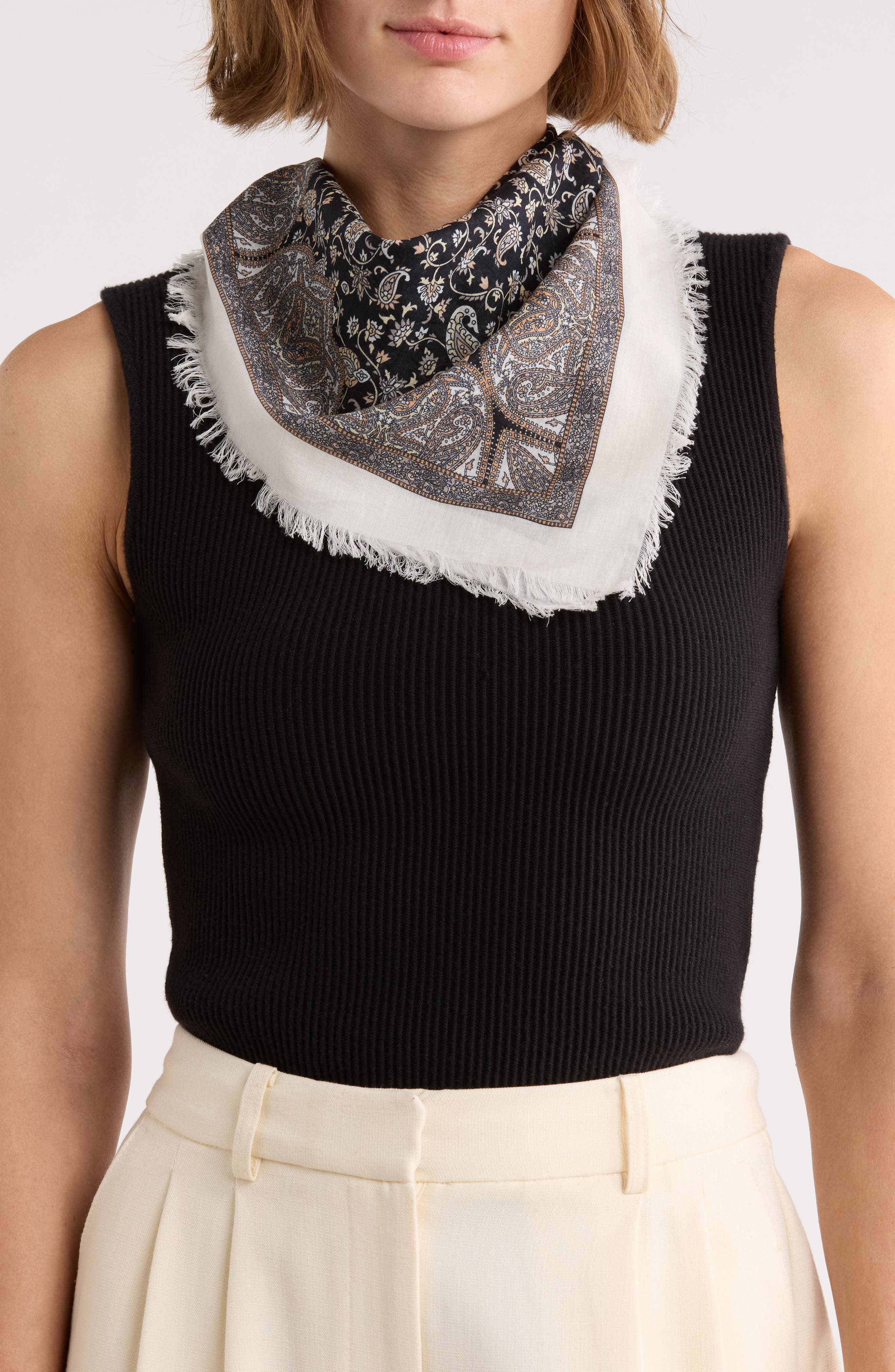 BCBGeneration Paisley Cotton Square Scarf