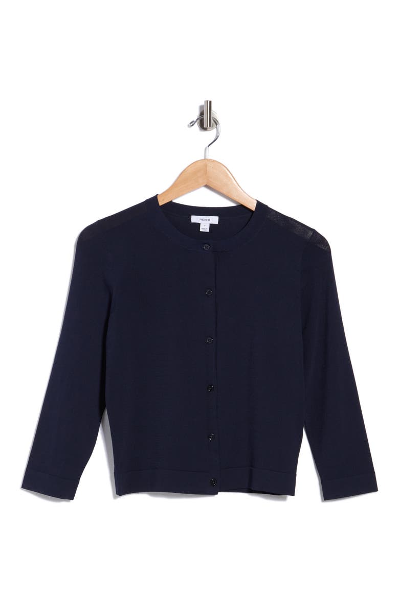 Mara Lightweight Cropped Cardigan, Alternate, color, NAVY