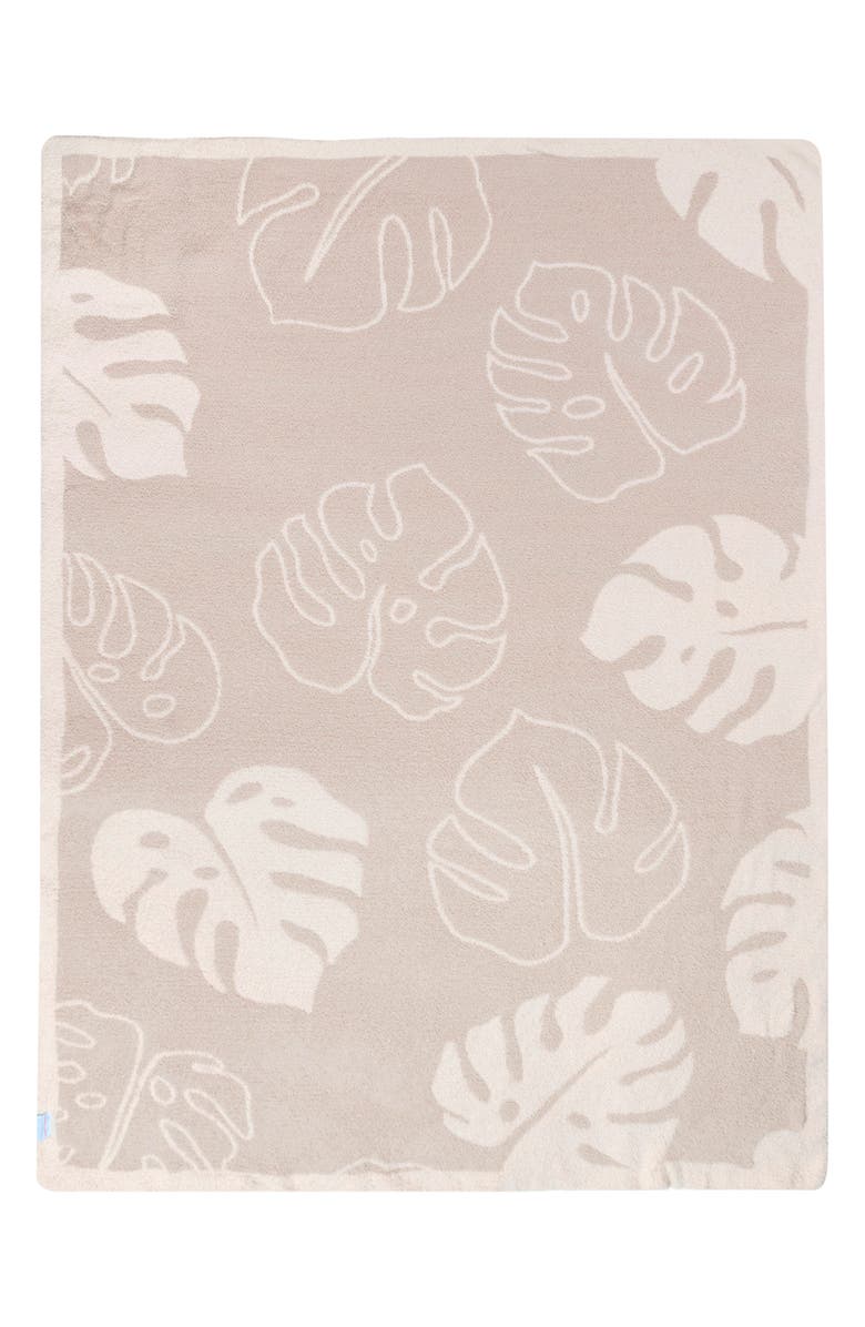 Coco Moon Monstera Leaf Bliss Fleece Throw Blanket, Main, color, Tan
