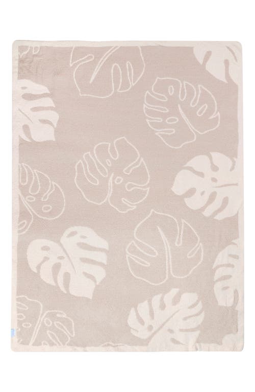 Coco Moon Monstera Leaf Bliss Fleece Throw Blanket In Tan