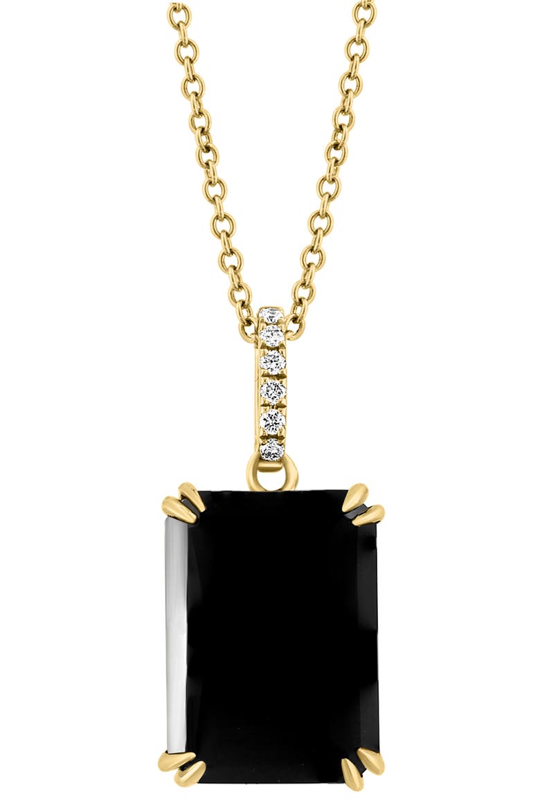 14K Yellow Gold Onyx & Diamond Pendant Necklace, Alternate, color, BLACK
