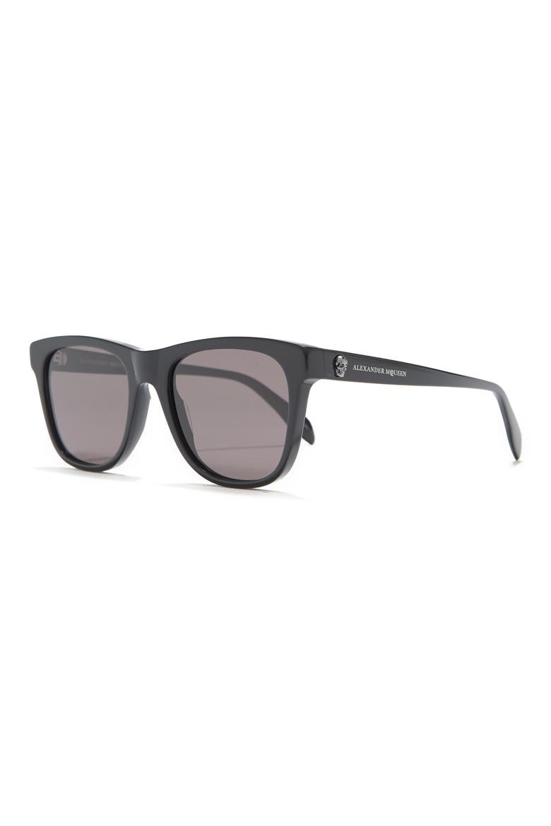 Alexander McQueen 54mm Square Sunglasses, Alternate, color, BLACK BLACK GREY/GRY