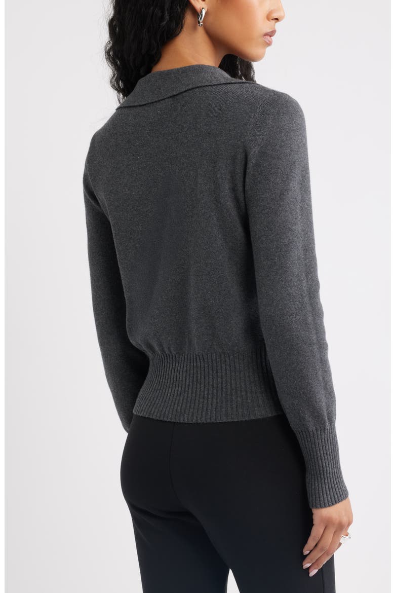 Long Sleeve Polo Sweater, Alternate, color, GREY DARK CHARCOAL HEATHER