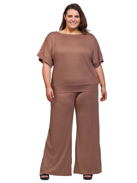 Boat Neck Top and Wide Leg Pant Set