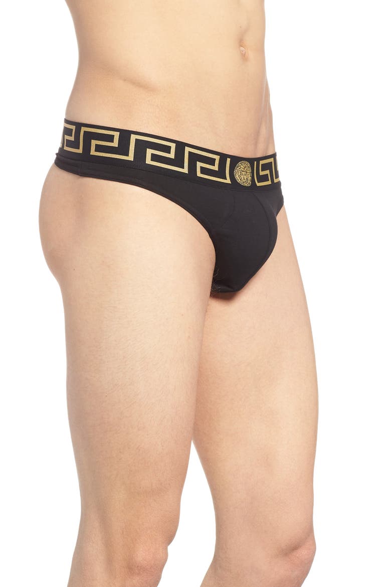 Cotton Thong, Alternate, color, BLACK/ GOLD