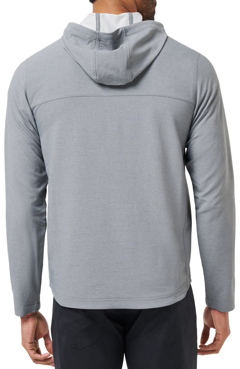 TravisMathew Valley View Quarter Zip Hoodie, Alternate, color, Heather Grey