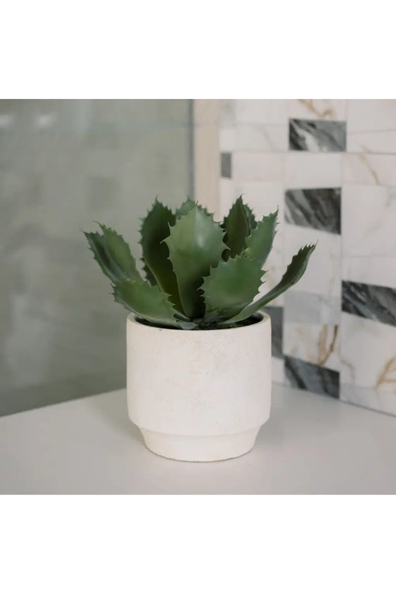 Artificial Succulent Plant Set in Stone Pots, Realistic 2-Pack, Alternate, color, Green succulents in stone pots