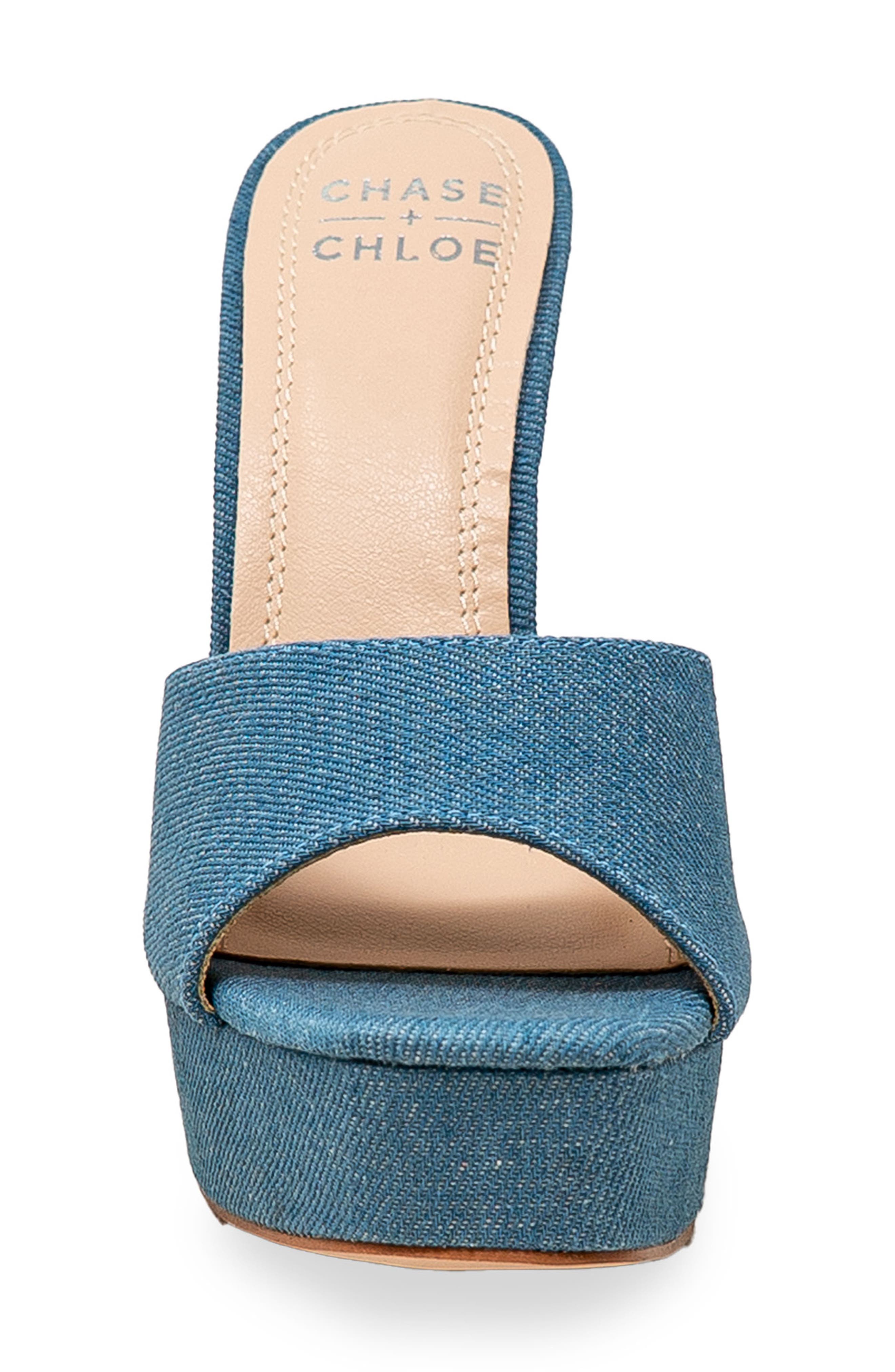 CHASE AND CHLOE Platform Sandal, Alternate, color, Denim