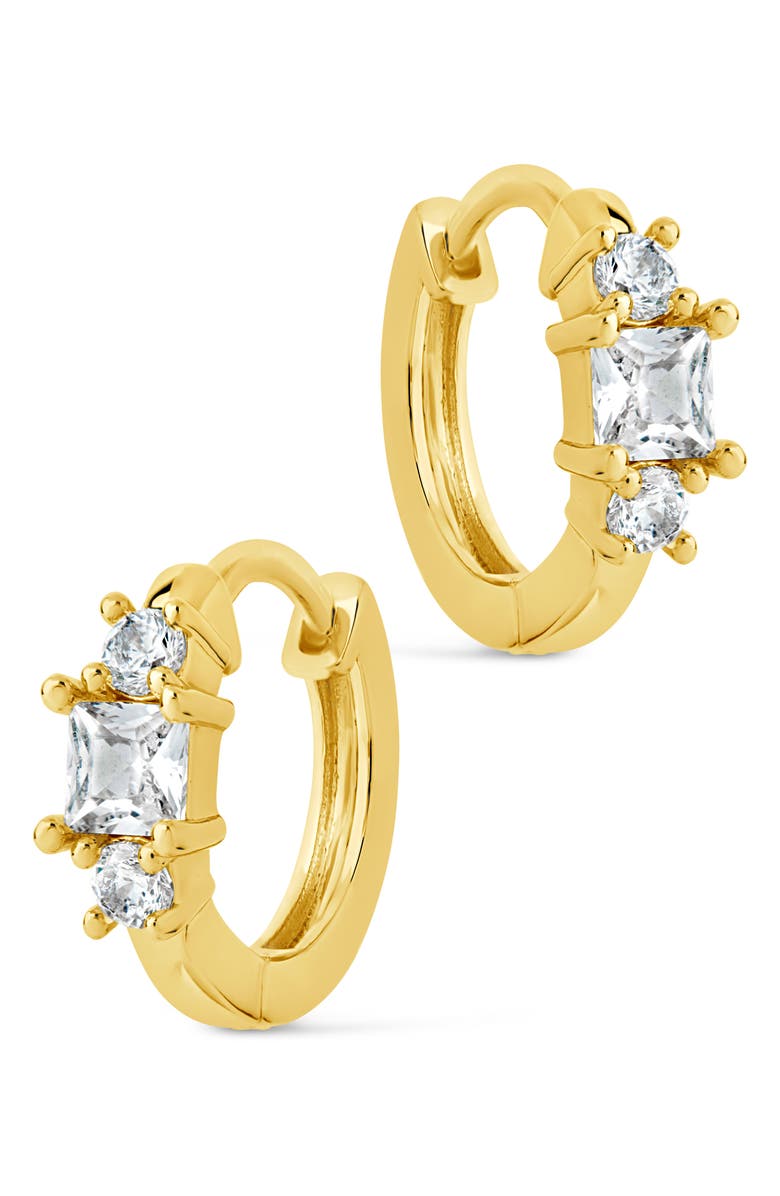 Sterling Forever Kendall Cubic Zirconia Huggie Hoop Earrings, Alternate, color, Gold
