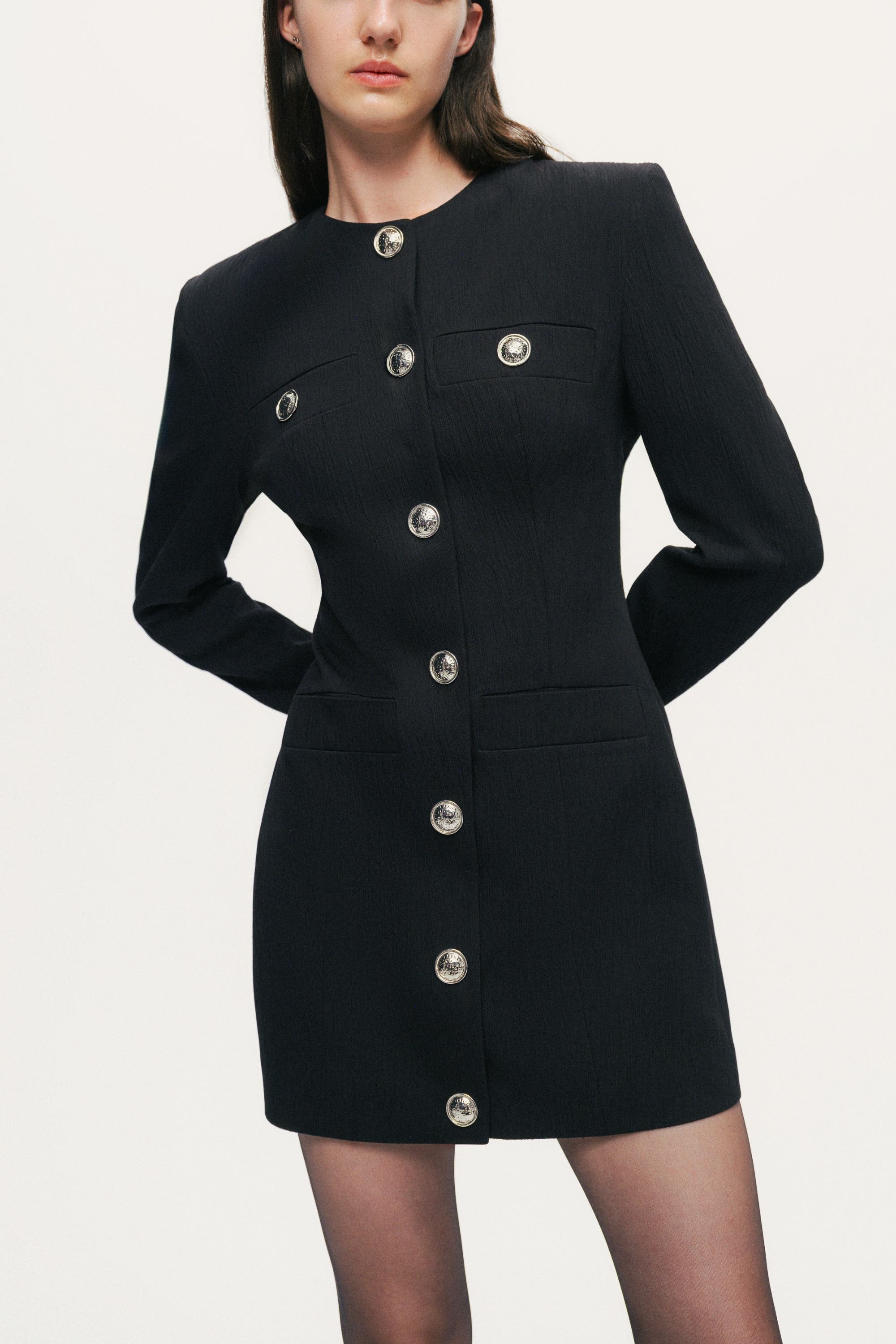 Padded Shoulder Mini Dress - image 2