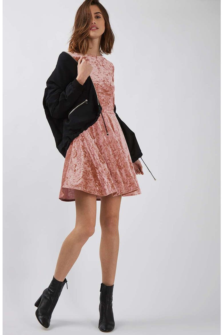 Crushed Velvet Dress, Alternate, color, PINK