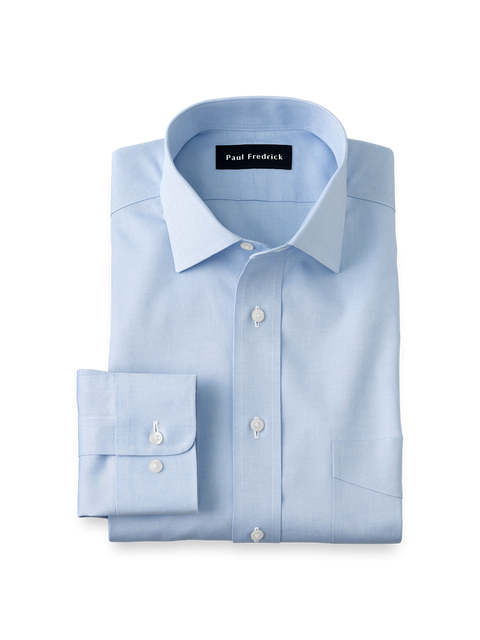 Non-iron Cotton Pinpoint Solid Spread Collar Dress Shirt
