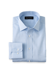 Paul Fredrick Slim Fit Non-iron Cotton Pinpoint Solid Spread Collar Dress Shirt