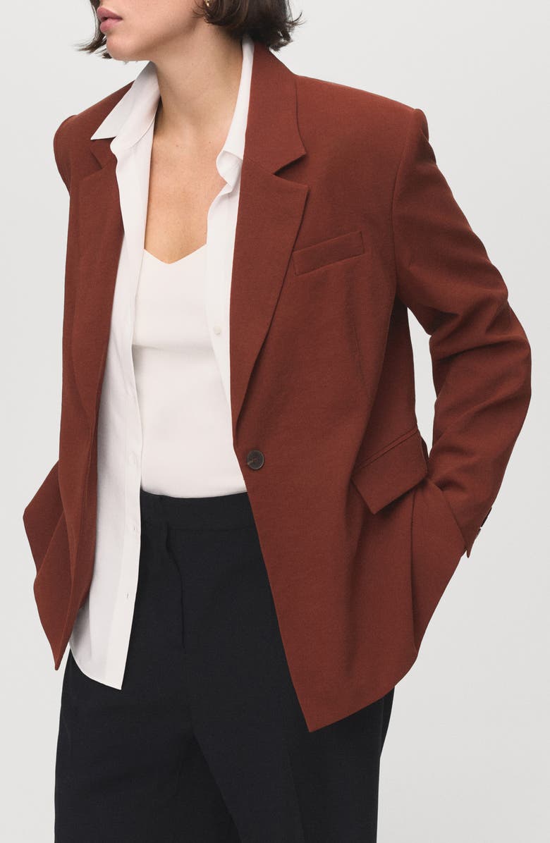 MANGO One-Button Suit Blazer, Main, color, Burnt Orange