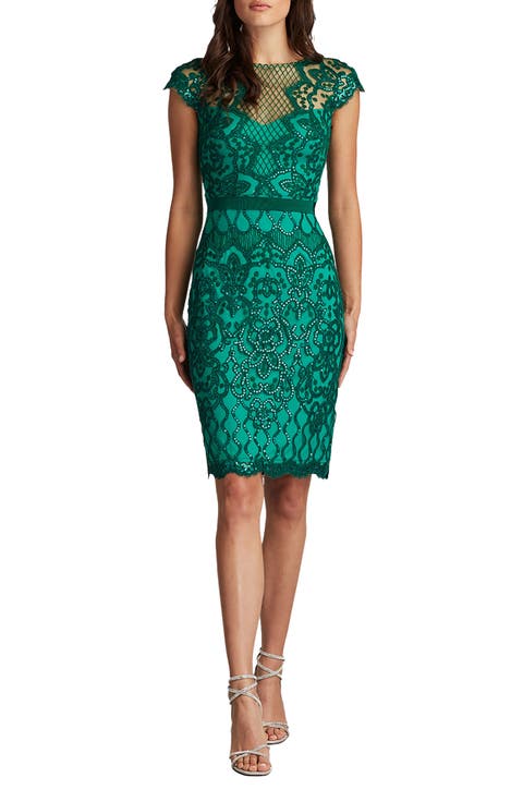 Sequin Lace Body-Con Cocktail Dress
