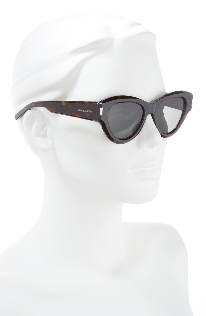 Saint Laurent 51mm Cat Eye Sunglasses, Alternate, color, Havana Havana Grey