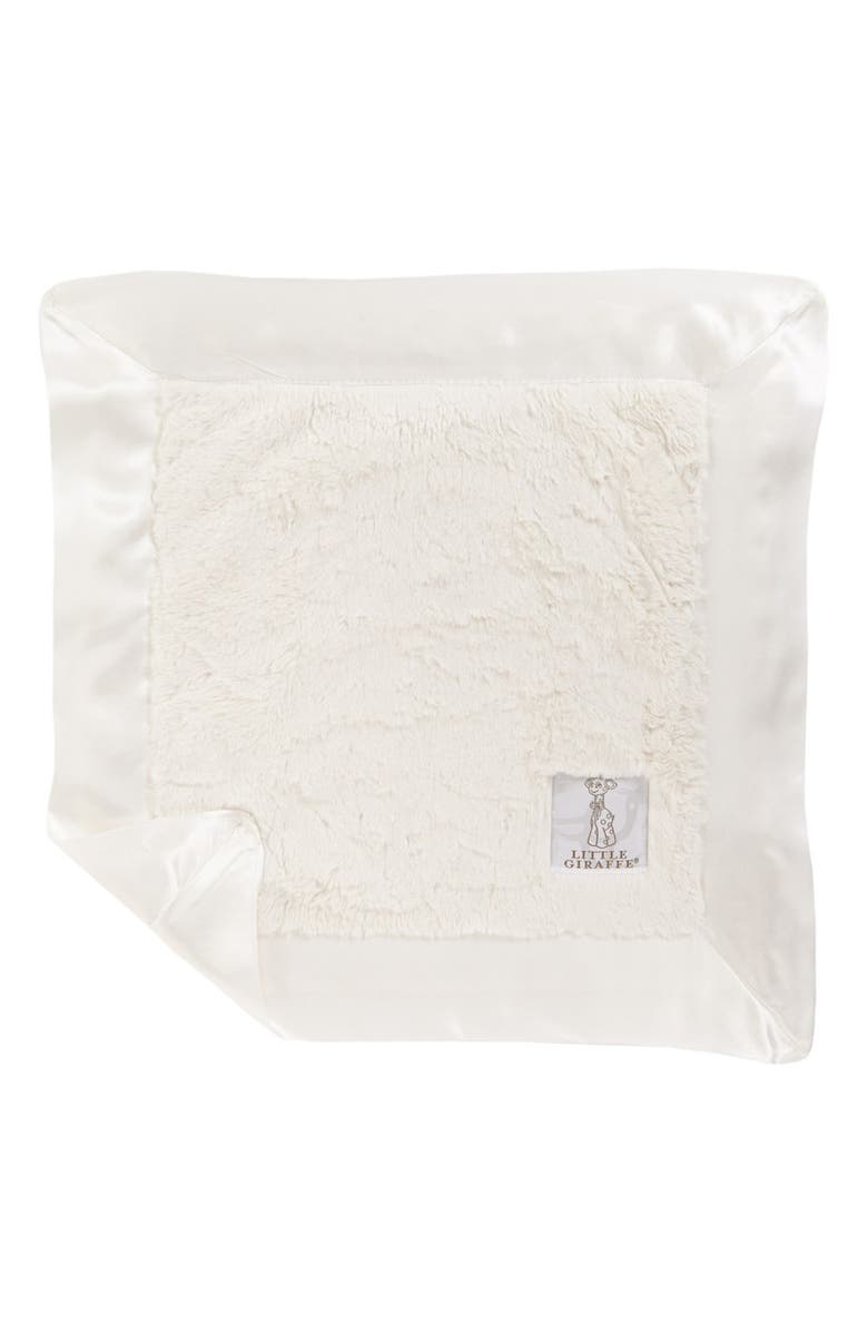 Little Giraffe Luxe Faux Fur Blankie, Main, color, Cream