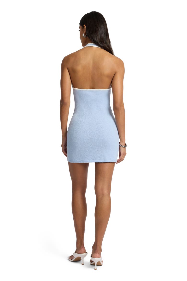 Cotton Boucle Mini Halter Dress, Alternate, color, Sky/White
