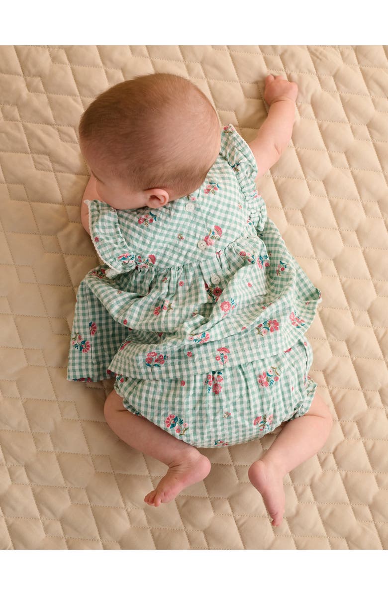 Purebaby Gingham Frida Ruffle Top & Bloomer Set, Alternate, color, Frida Print