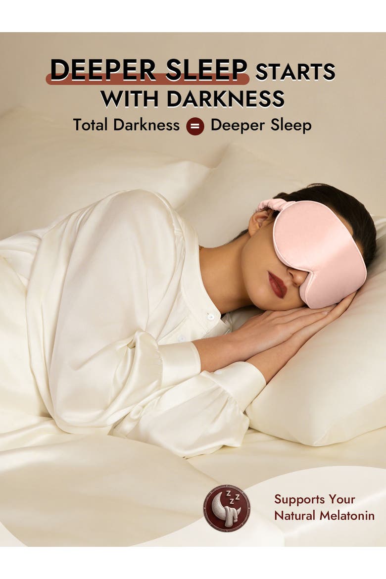 22 Momme Pure Silk 3D Adjustable Eye Mask, Alternate, color, Pink
