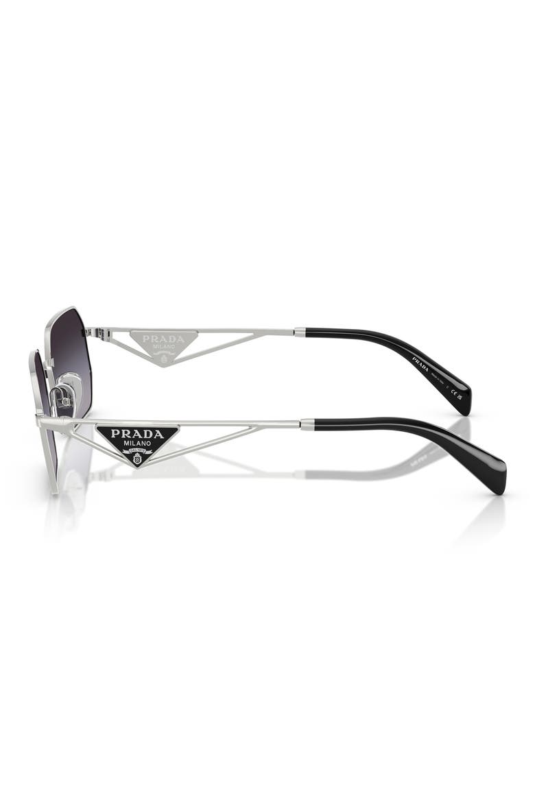58mm Gradient Rectangular Sunglasses, Alternate, color, 1BC90A58 SILVER