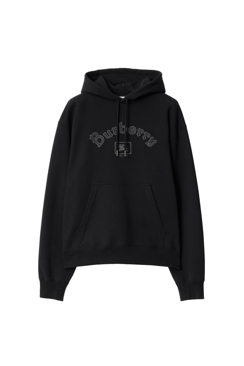Gothic Logo Cotton Hoodie, Alternate, color, Black
