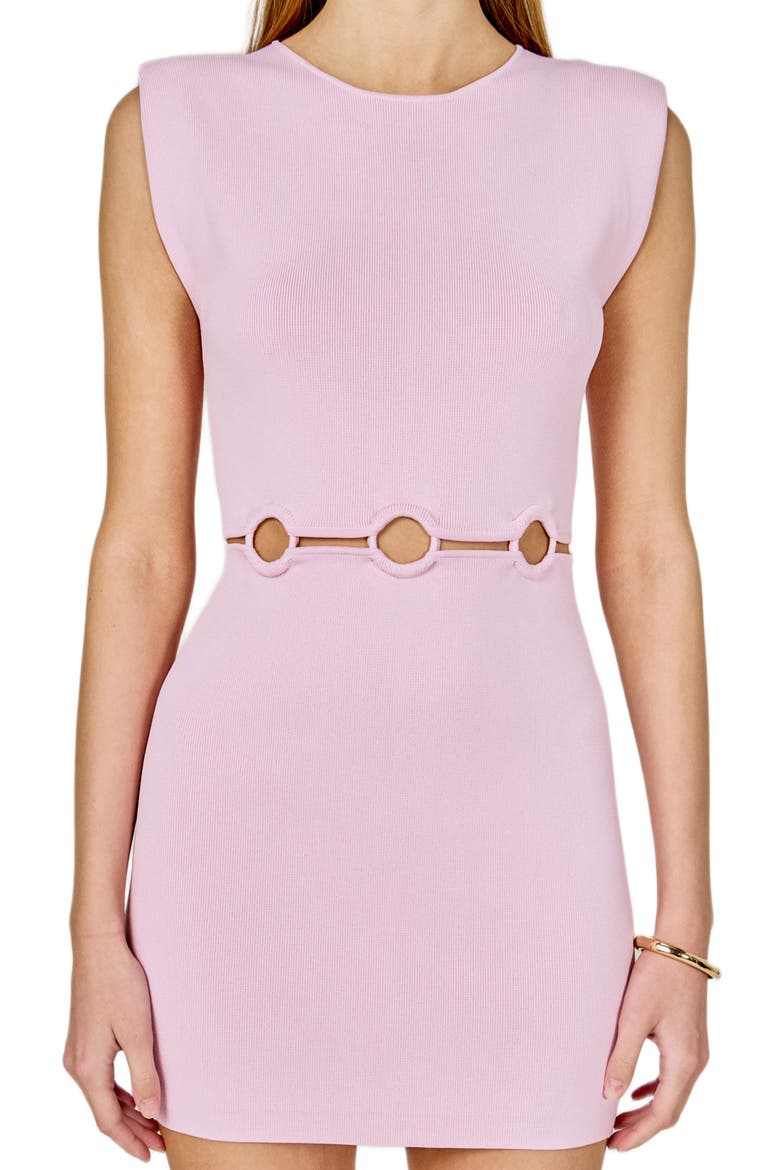 Ring Cutout Sleeveless Minidress, Alternate, color, LIGHT PINK