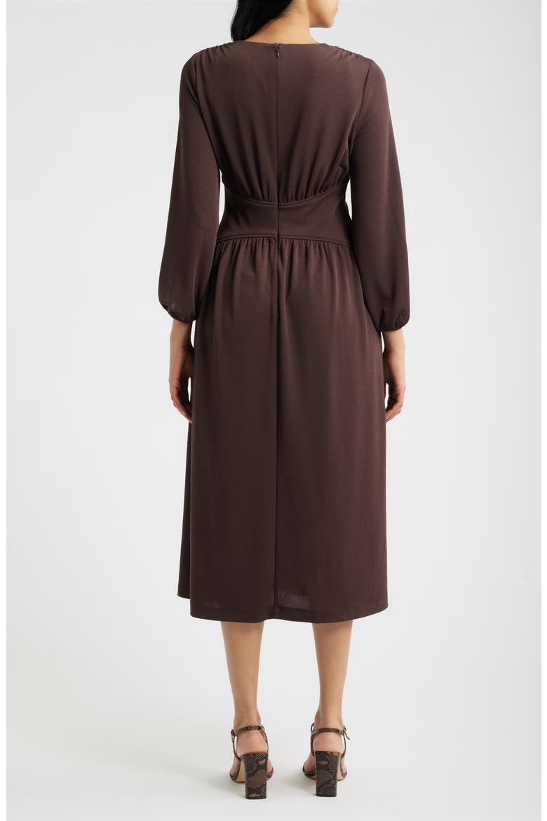Blouson Sleeve Midi Dress, Alternate, color, MOLASSES