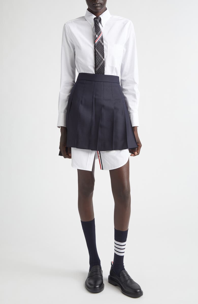 Thom Browne Long Sleeve Oxford Shirtdress, Main, color, White