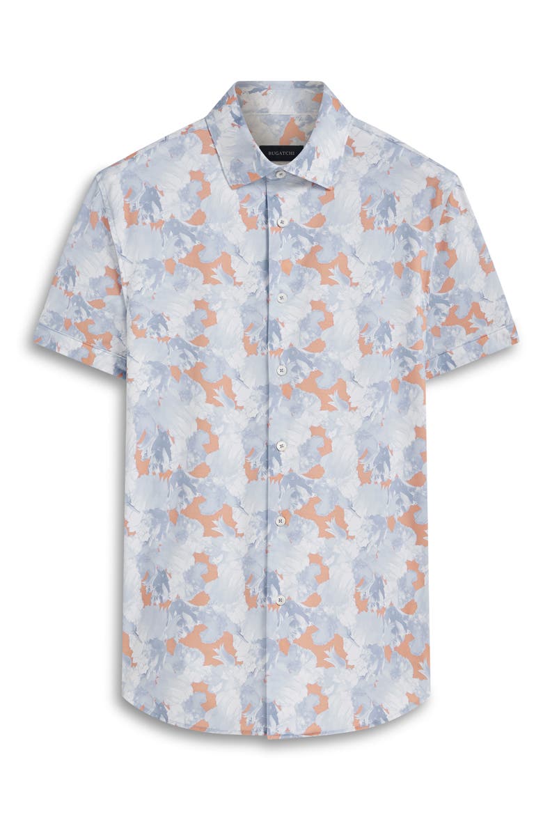 Bugatchi Miles OoohCotton<sup>®</sup> Short Sleeve Button-Up Shirt, Alternate, color, 