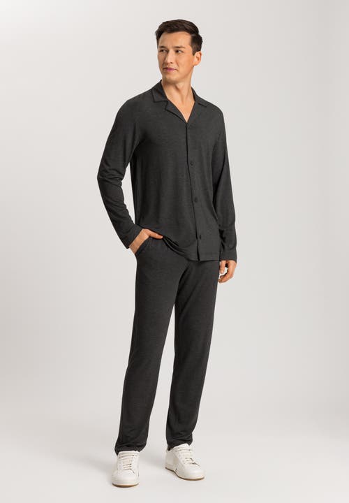 Hanro Casuals Long Sleeve Button Front Shirt In Caviar
