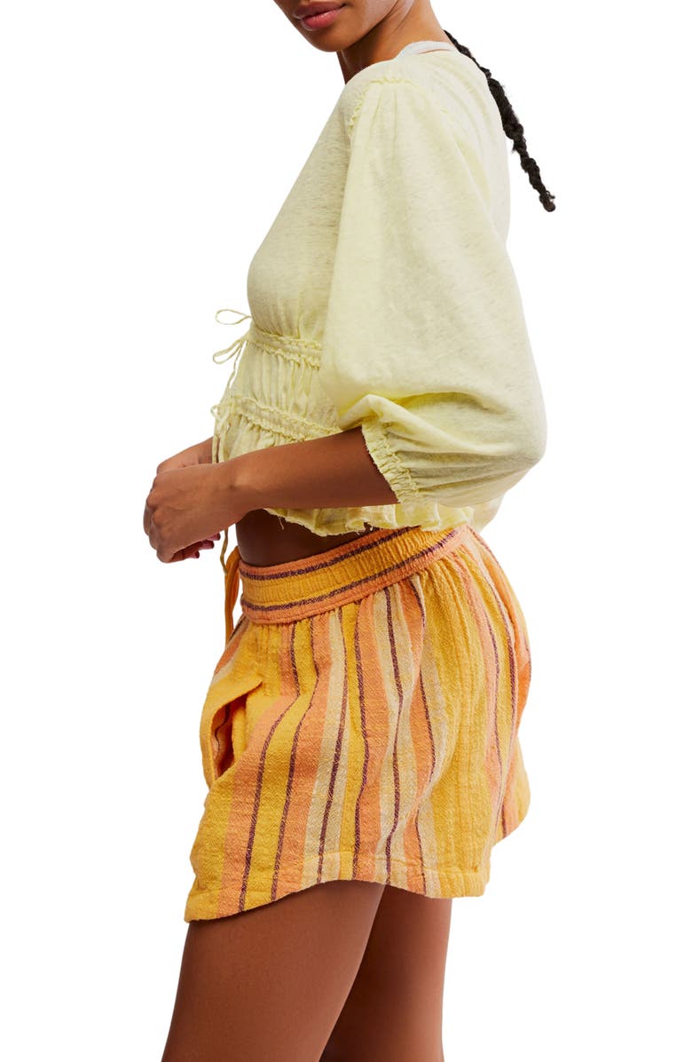 Free People Let's Go Tie Front Linen & Cotton Top, Alternate, color, Summertime Lemonade