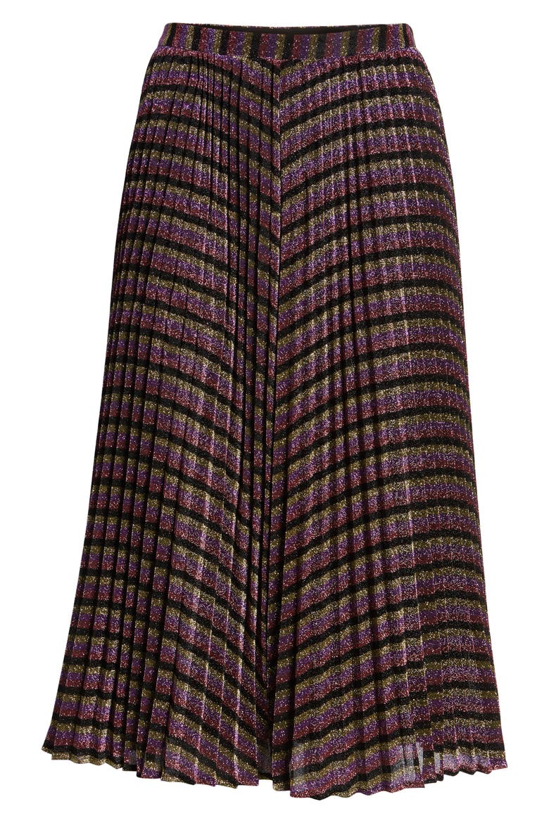 Sparkle Stripe Pleated Skirt, Alternate, color, MULTICOLOUR