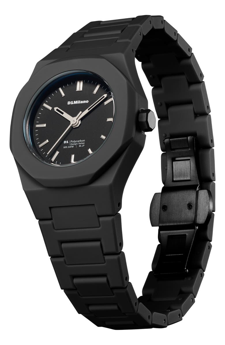 D1 Milano Pulse Polycarbon Bracelet Watch, 32mm, Alternate, color, Black