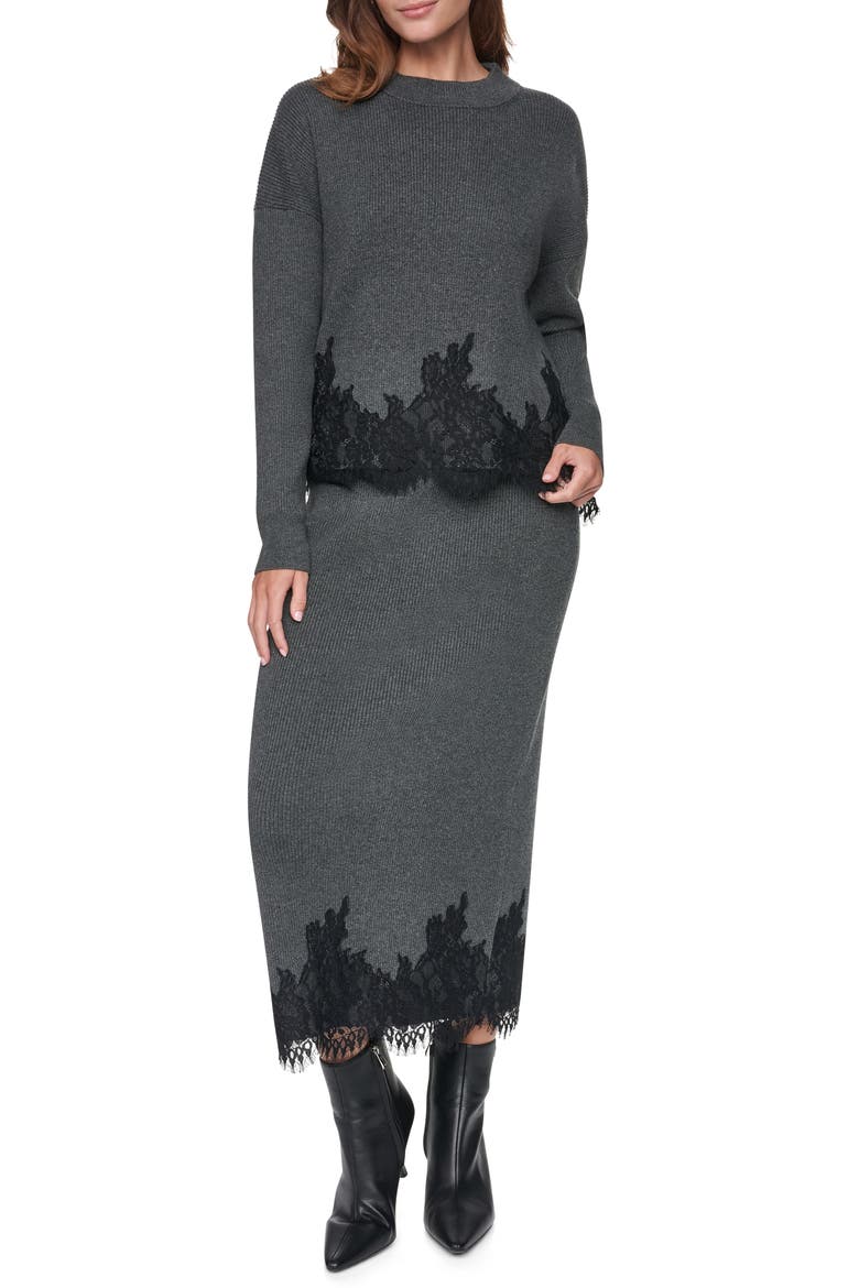 Lace Trim Sweater, Alternate, color, ASPHALT