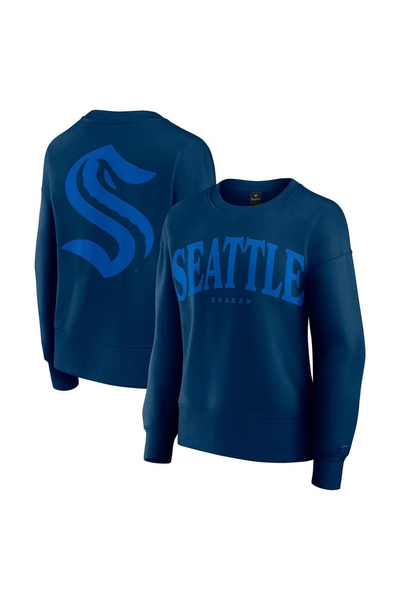 Women's Fanatics  Navy Seattle Kraken Elements Flow Pullover Sweatshirt, Main, color, Navy
