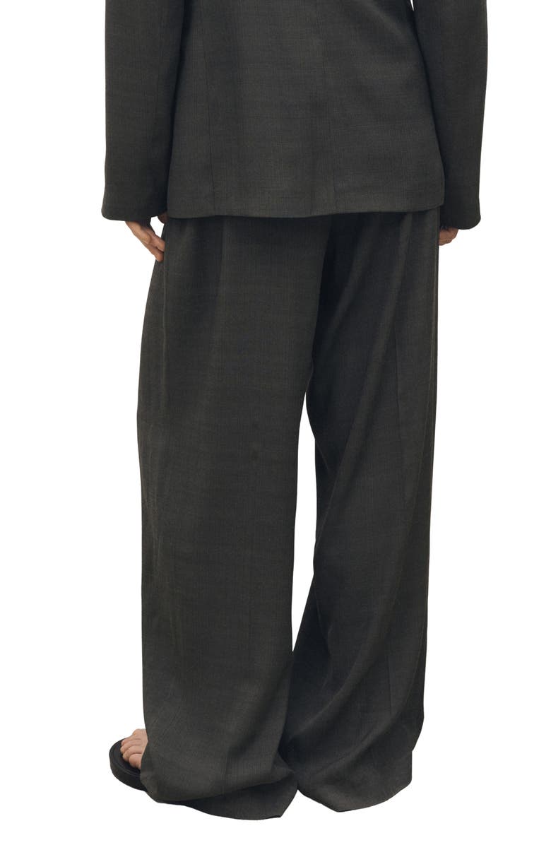 MANGO Tie Belt Pleat Front Wide Leg Pants, Alternate, color,