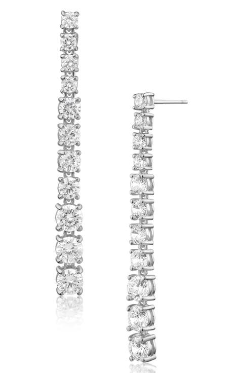 Graduated Cubic Zirconia Linear Drop Earrings