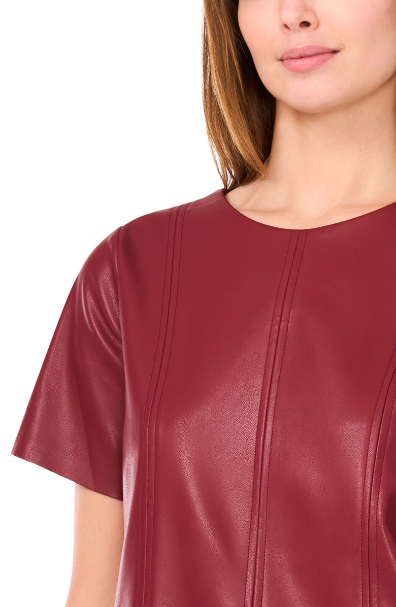 Halogen<sup>®</sup> Faux Leather Short Sleeve Dress, Alternate, color, Bright Red