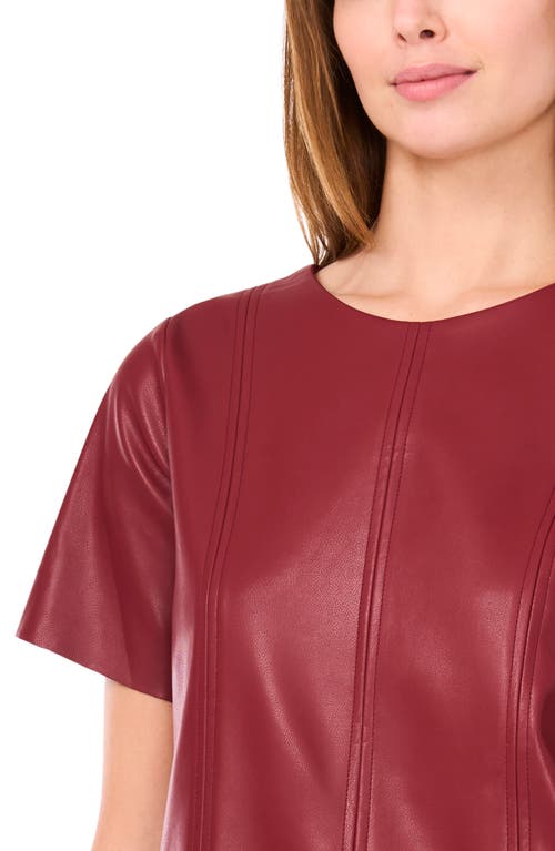 Halogen ® Faux Leather Short Sleeve Dress In Burgundy