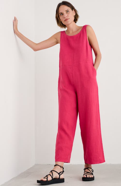 Seasalt Cornwall Salt Air Wide Leg Linen Jumpsuit In Pink