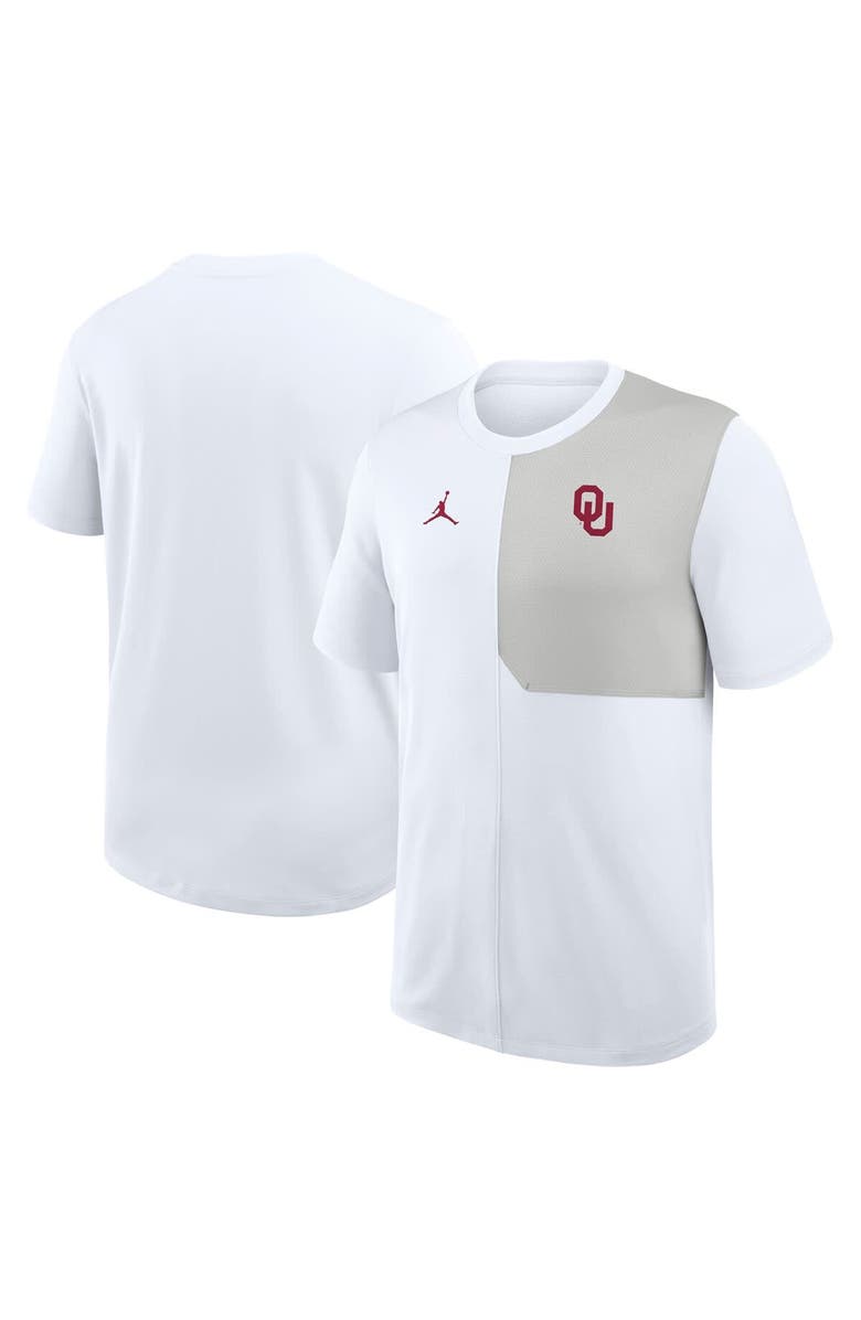 Jordan Brand Men's Jordan Brand White Oklahoma Sooners 2025 Sideline UV Performance Coach T-Shirt, Main, color, White
