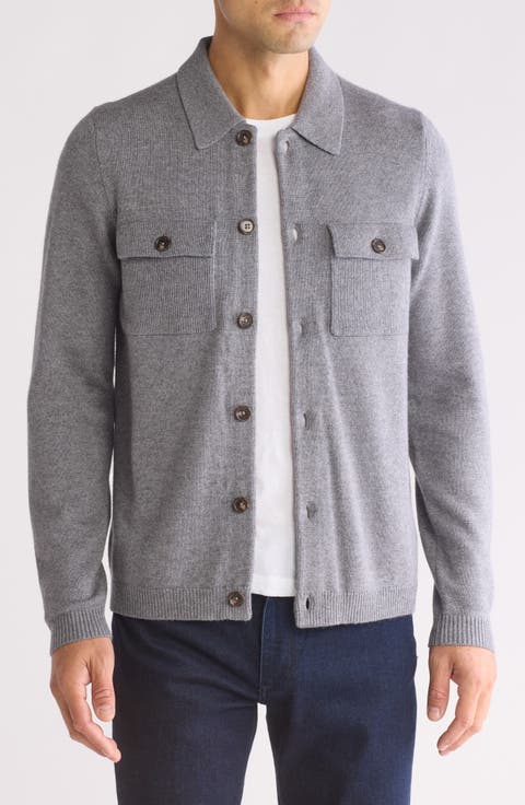 Knit Long Sleeve Button-Up Shirt