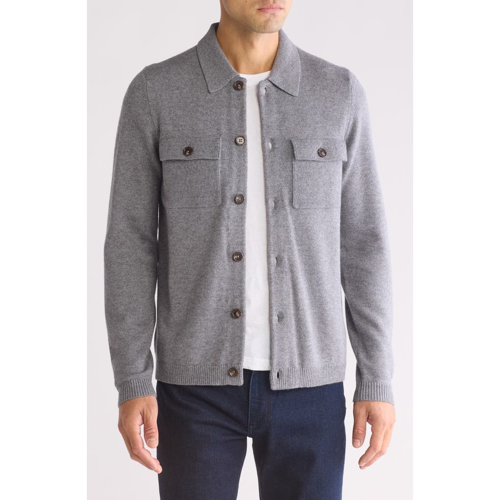 Amicale Knit Long Sleeve Button-up Shirt In Gray