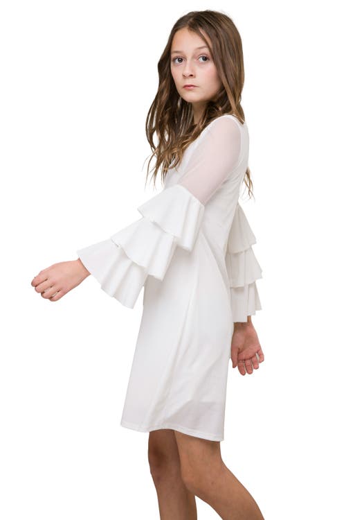 Un Deux Trois Tiered Sleeeve Dress In White