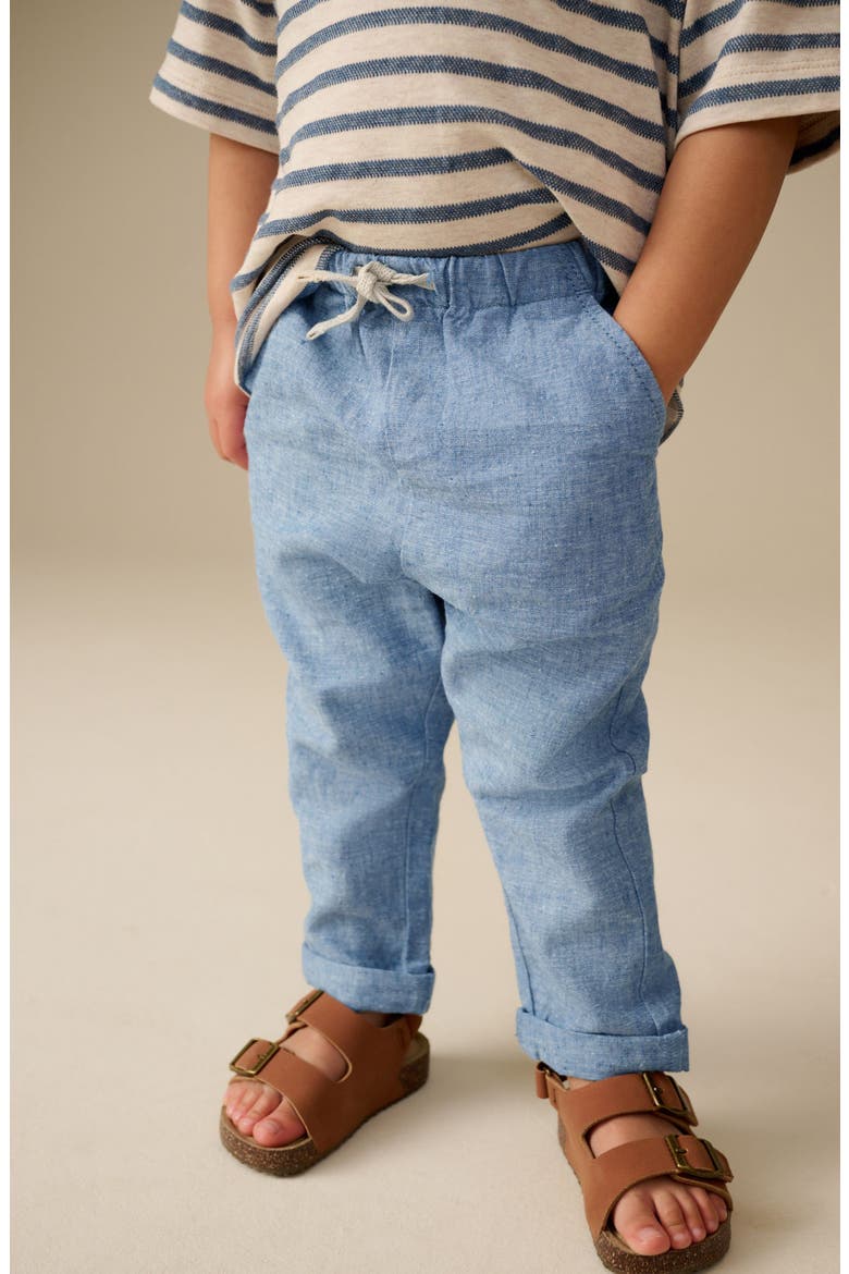 Kids' Linen & Cotton Chambray Drawstring Pants, Alternate, color, BLUE