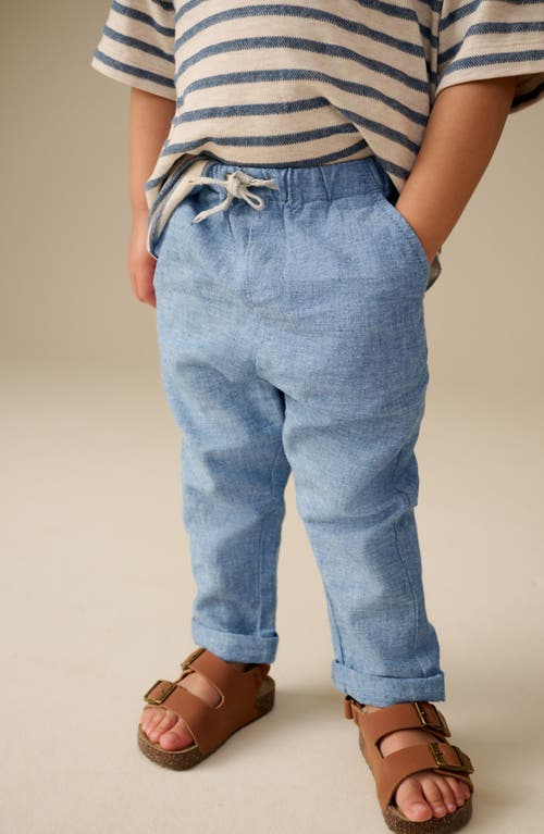 Next Kids' Linen & Cotton Chambray Drawstring Pants In Blue
