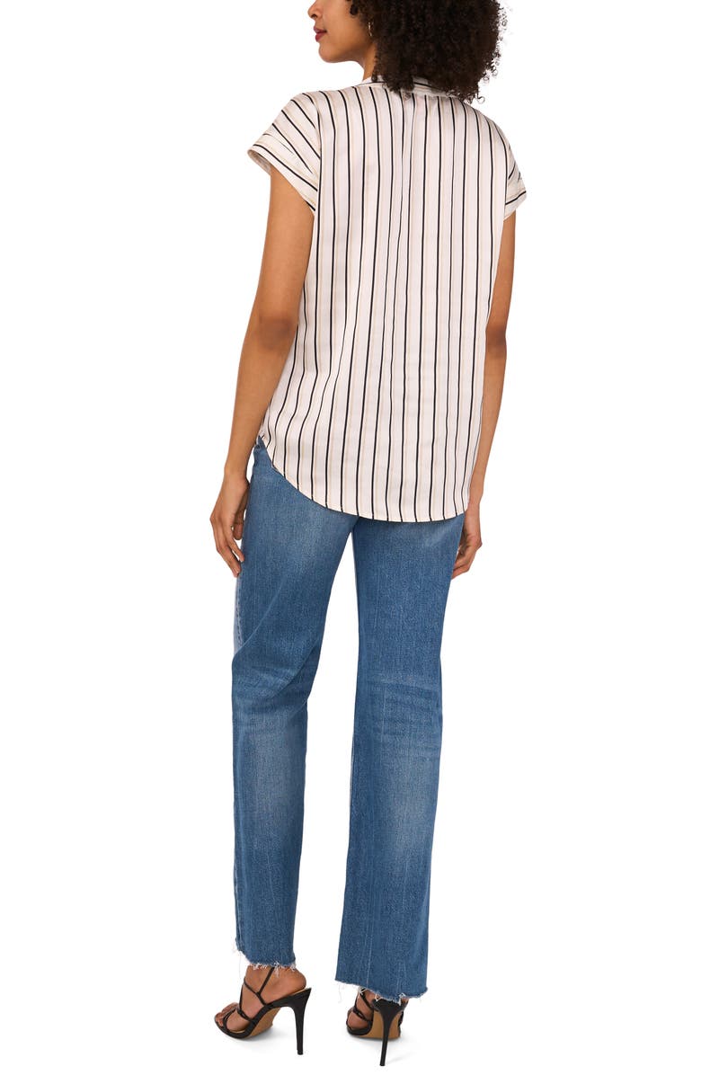 Vince Camuto Stripe V-Neck Top, Alternate, color, New Ivory