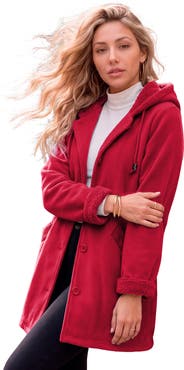Roaman's Plus Size Hooded Fleece Fleece Coat (plus)
